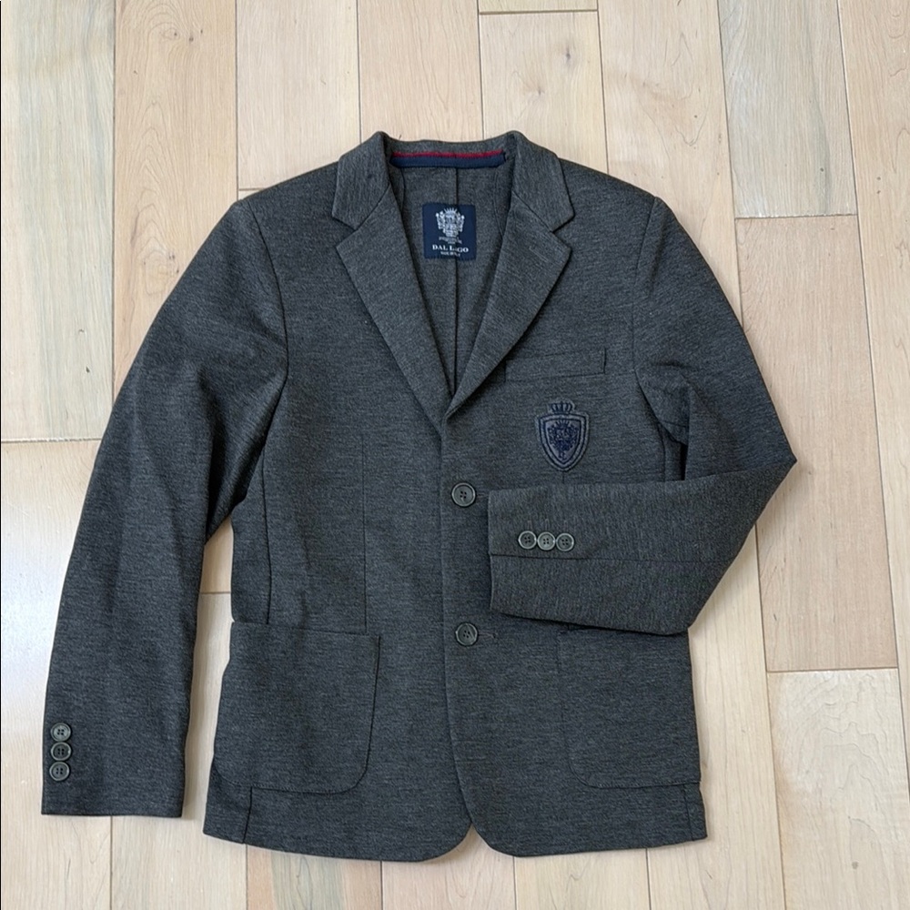 DAL LAGO soft stretch boys 12 Grey sports jacket blazer made in Italy